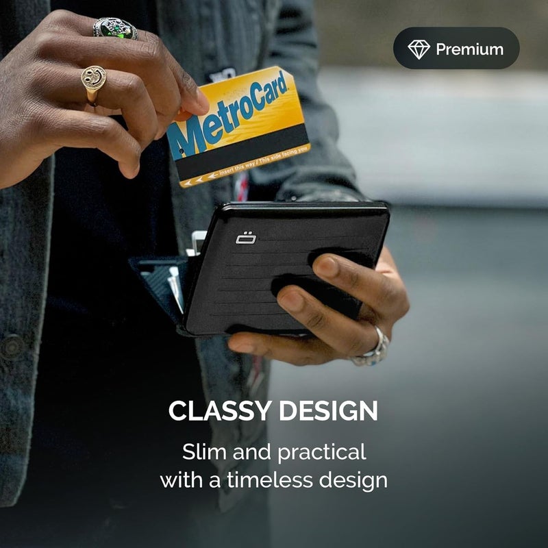 ÖGON -DESIGNS- Aluminum wallet, Large capacity with metal lock, RFID Protection against fraud and demagnetization, Smart Case OSLO Large model - Image 4